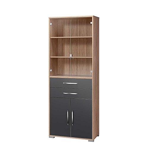 Aktenschrank mit Glastüren - Eiche