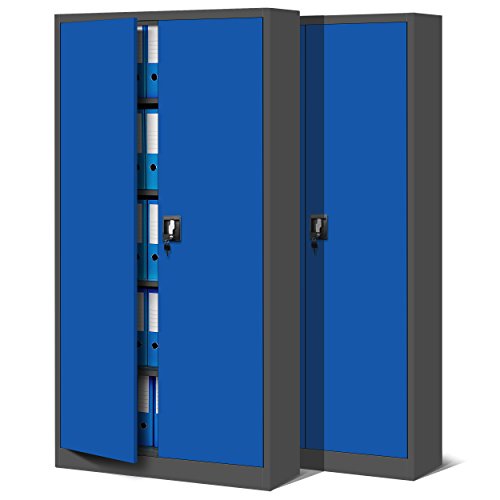 2er Set Universalschrank 185 cm x 90 cm x 40 cm anthrazit/blau