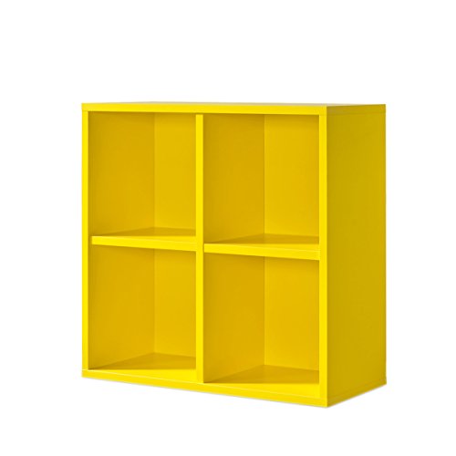 Gelber Regalwürfel im zitronengelb - werkzeuglose Montage