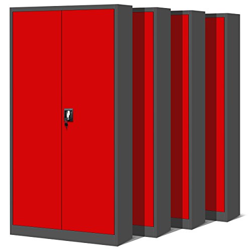 Aktenschrank Angebot im 4er Set - Roter Aktenschrank