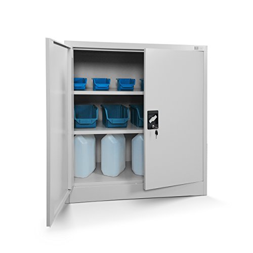 Kleiner Aktenschrank grau, solide Stahlblech-Konstruktion