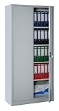Flügeltürenschrank Schrank Stahl Stahlblech Lagerschrank Aktenschrank 4 Fachböden 530340 Lichtgrau 1950 x 920 x 420 mm, kompl.montiert und verschweißt