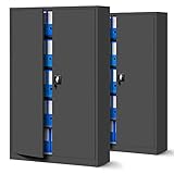 Jan Nowak by Domator24 2er Set Aktenschrank XXL C001II Büroschrank Metallschrank Flügeltüren Stahlblech Pulverbeschichtung 185 cm x 115 cm x 40 cm anthrazit, Metall