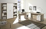 moebel-dich-auf Arbeitszimmer komplett Set Büro Büromöbel Office Line in Eiche Sonoma/Weiss Glanz 7-teilig
