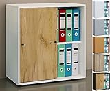 VCM Holz Büroschrank Ordner Aktenschrank Büromöbel Schrank Lona 2-Fach Schiebetüren Weiß